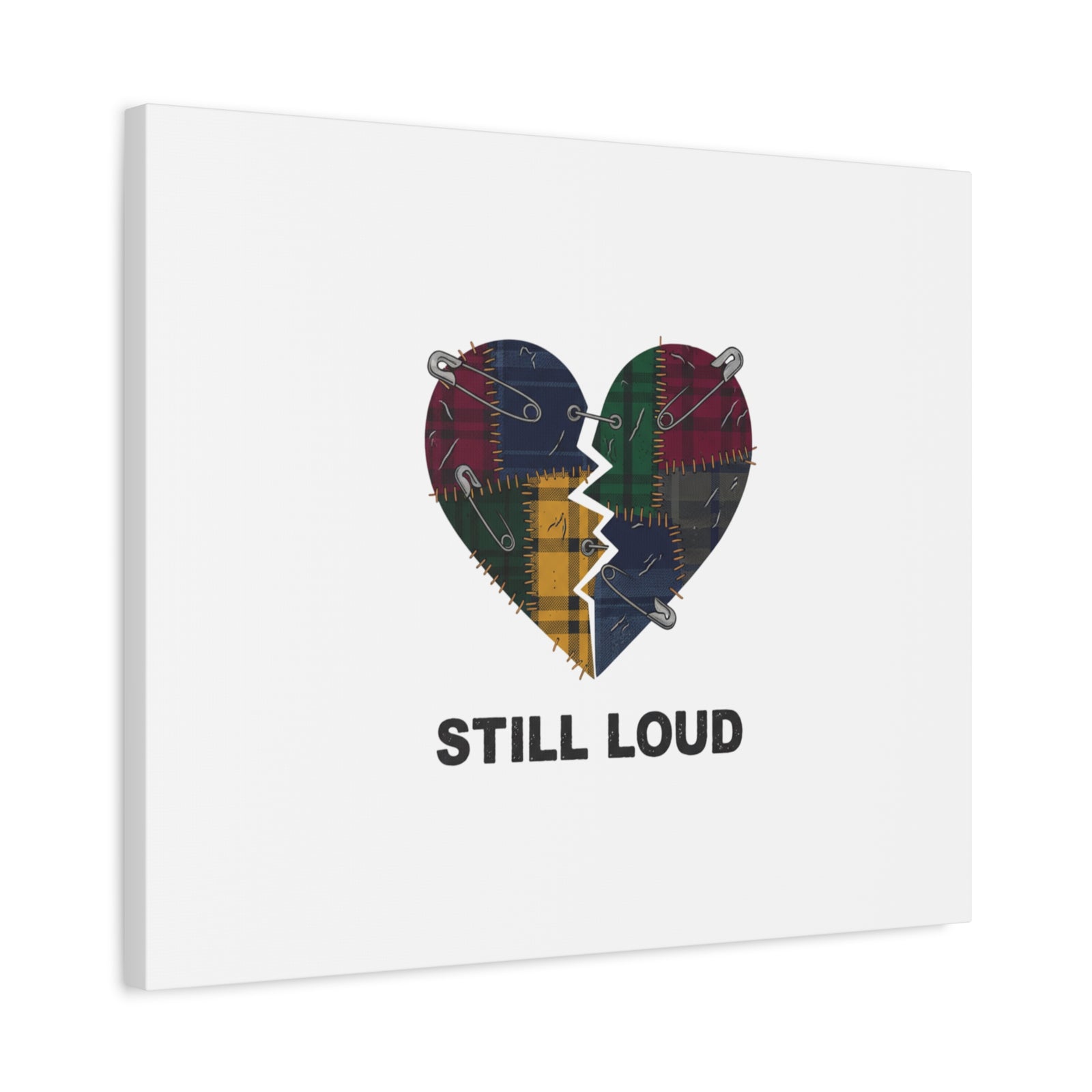 Plaid Patchwork Heart Canvas | Grunge Revival 90s Punk Wall Art
