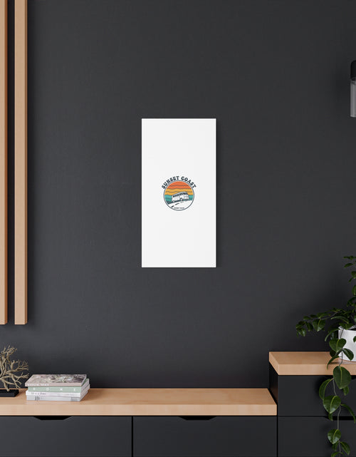 Load image into Gallery viewer, Sunset Coast Retro VW Bus Matte Canvas, 1970s Sunset Palm Poster | Vintage Surf Roadtrip
