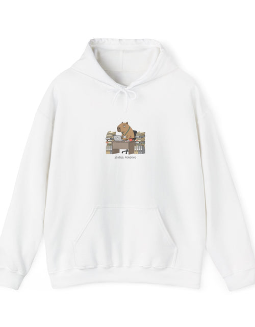 Load image into Gallery viewer, Office Raccoon HR Memo Hoodie | Unhinged Animal Bureaucracy, Adulting Animal Illustration
