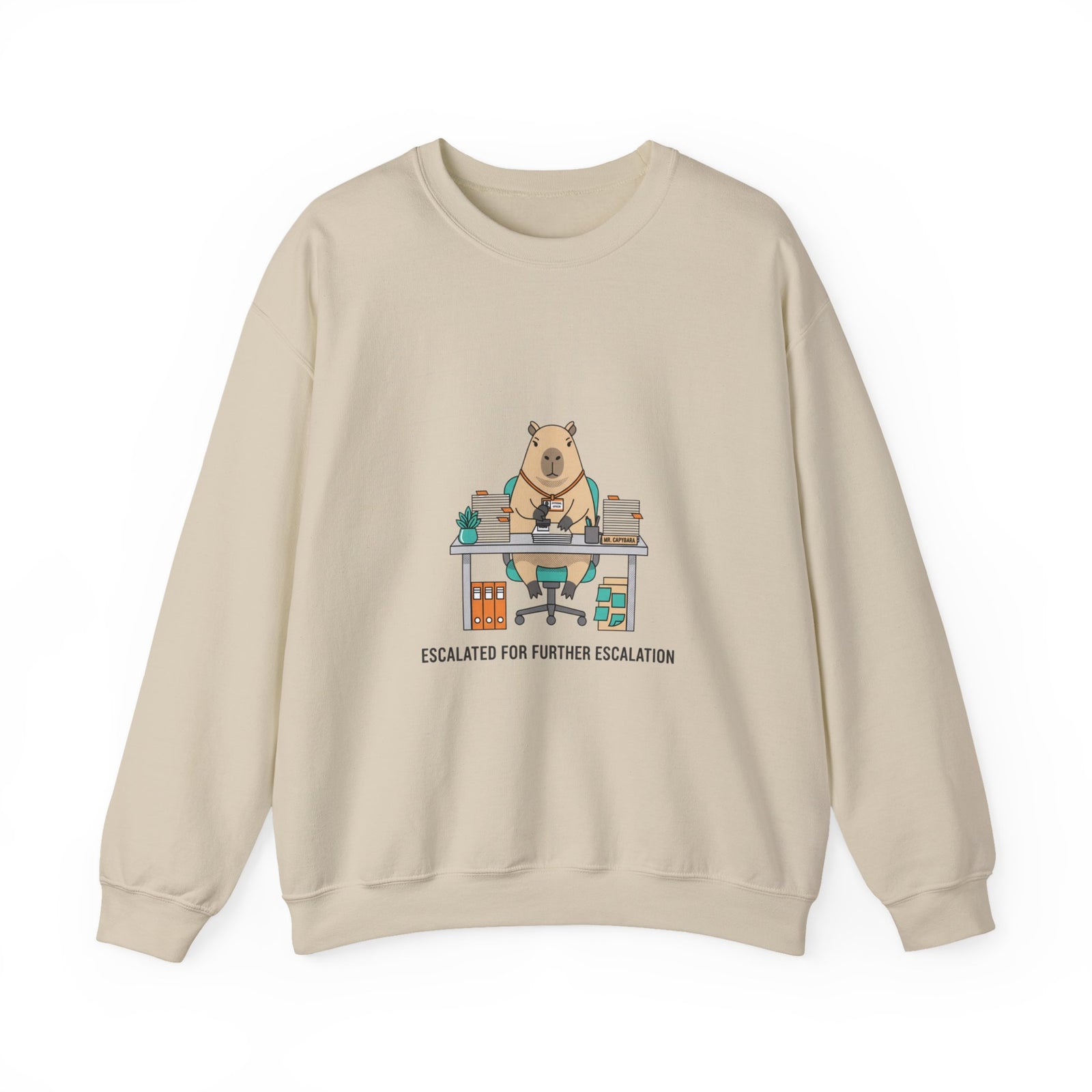 Escalated for Further Escalation Sweatshirt | office raccoon, animal HR meme