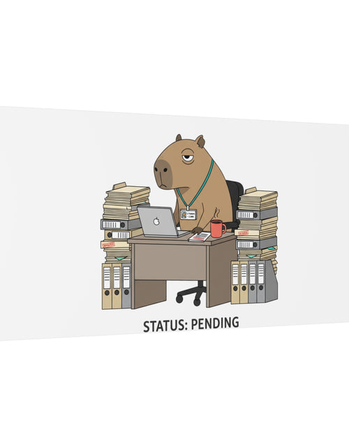 Load image into Gallery viewer, Status: Pending office capybara illustration Canvas | Unhinged Animal Bureaucracy, adulting animal art
