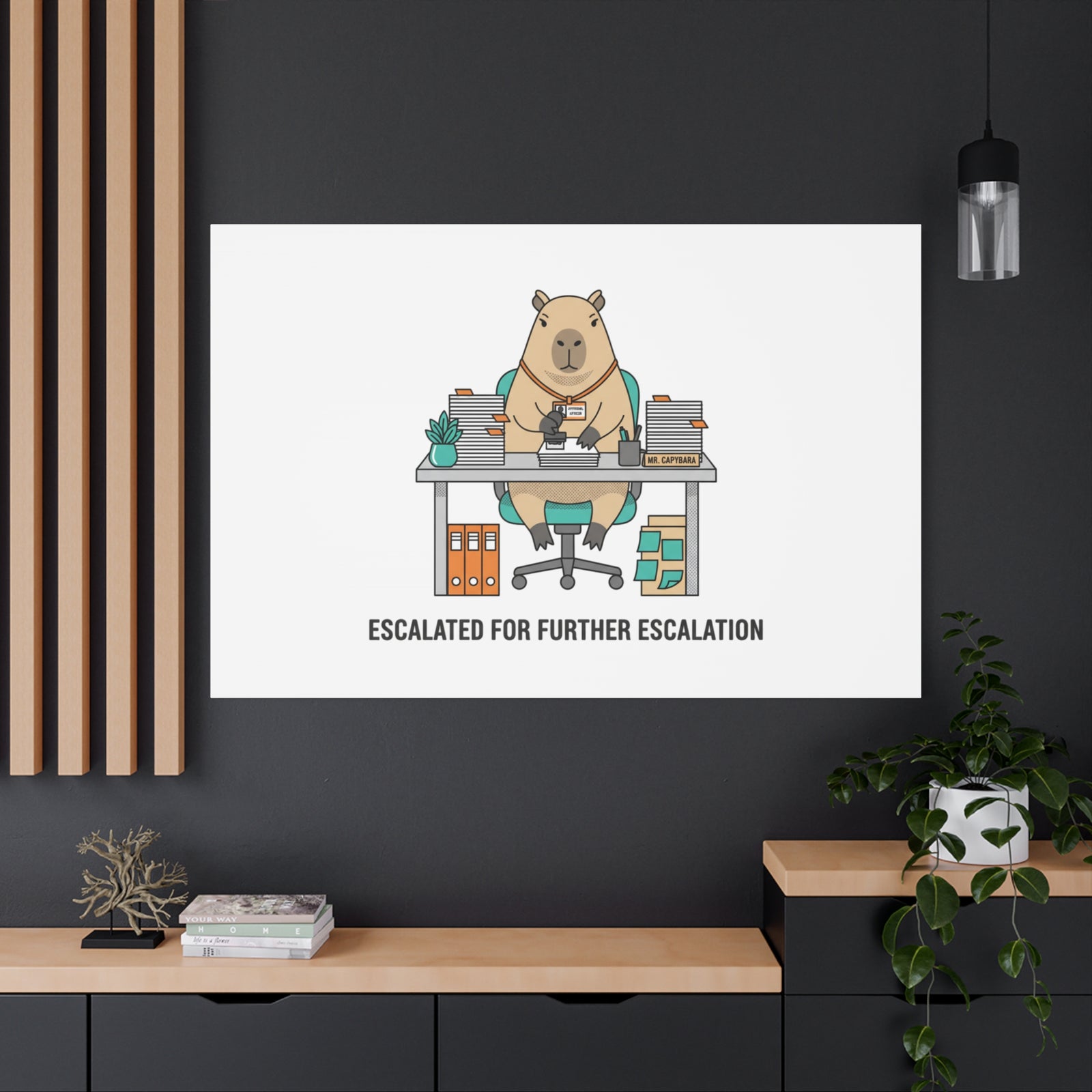 Escalated for Further Escalation Canvas | Unhinged Animal Bureaucracy, Office Animal Illustration