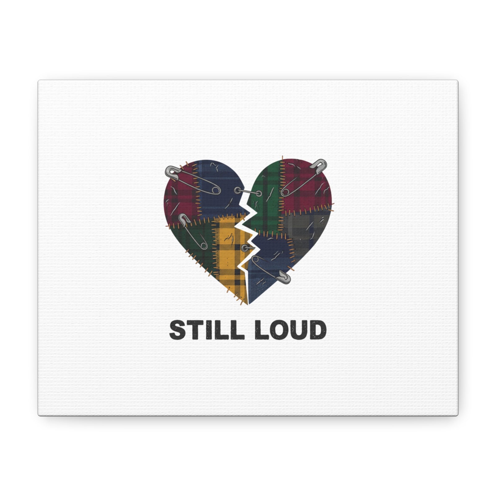 Plaid Patchwork Heart Canvas | Grunge Revival 90s Punk Wall Art