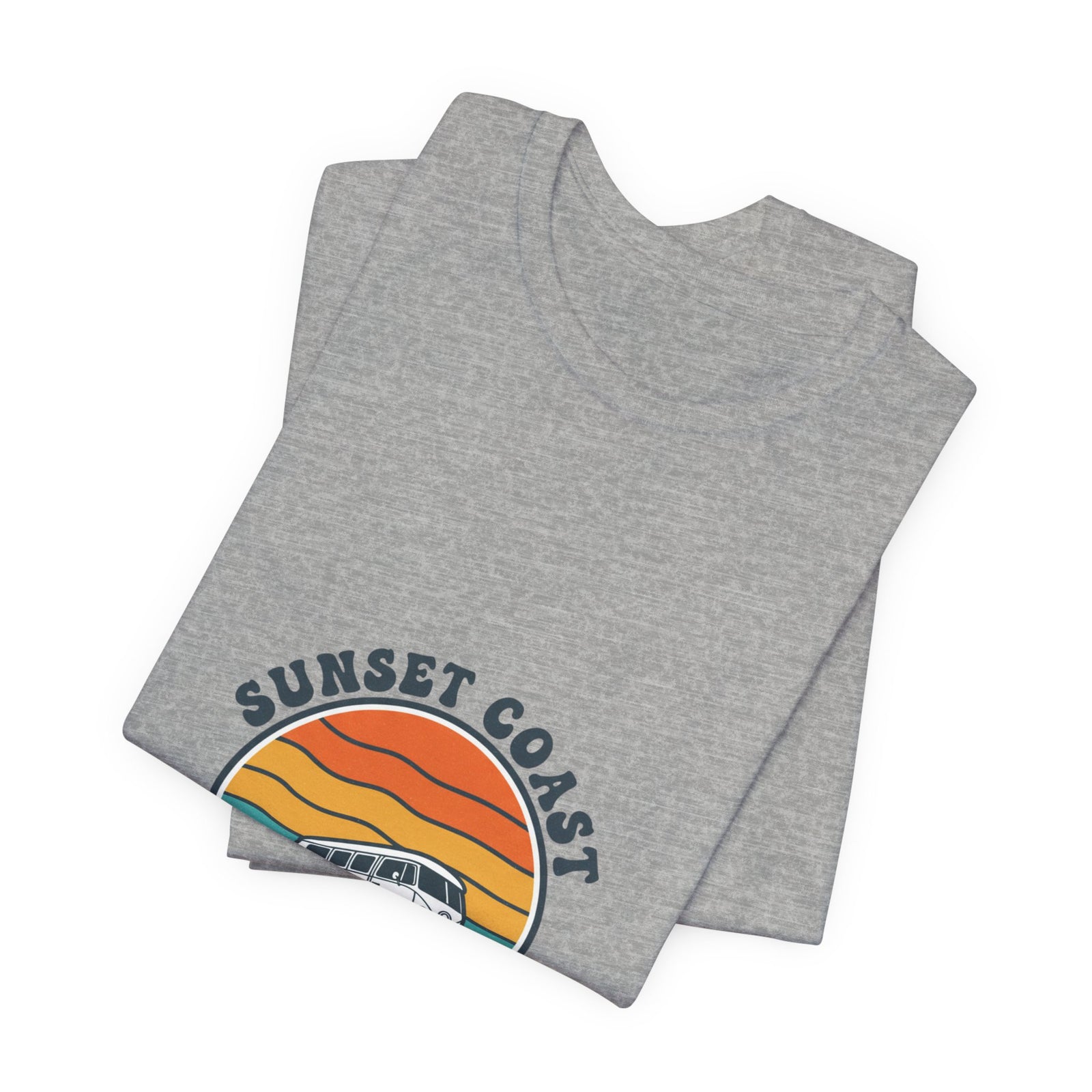 Sunset Coast Retro Surf Graphic Tee | 70s Sunset Shirt, Vintage Palm Postcard