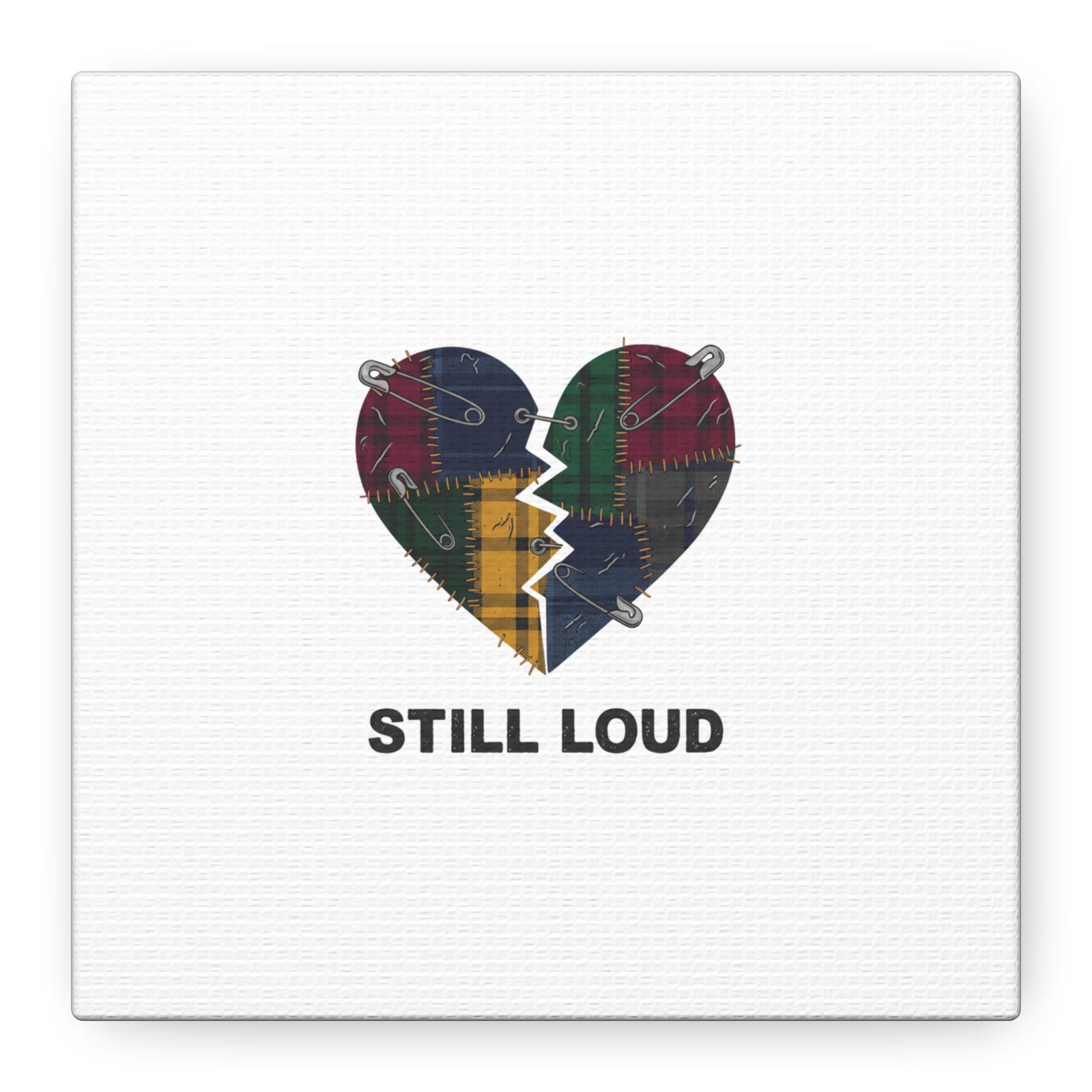 Plaid Patchwork Heart Canvas | Grunge Revival 90s Punk Wall Art