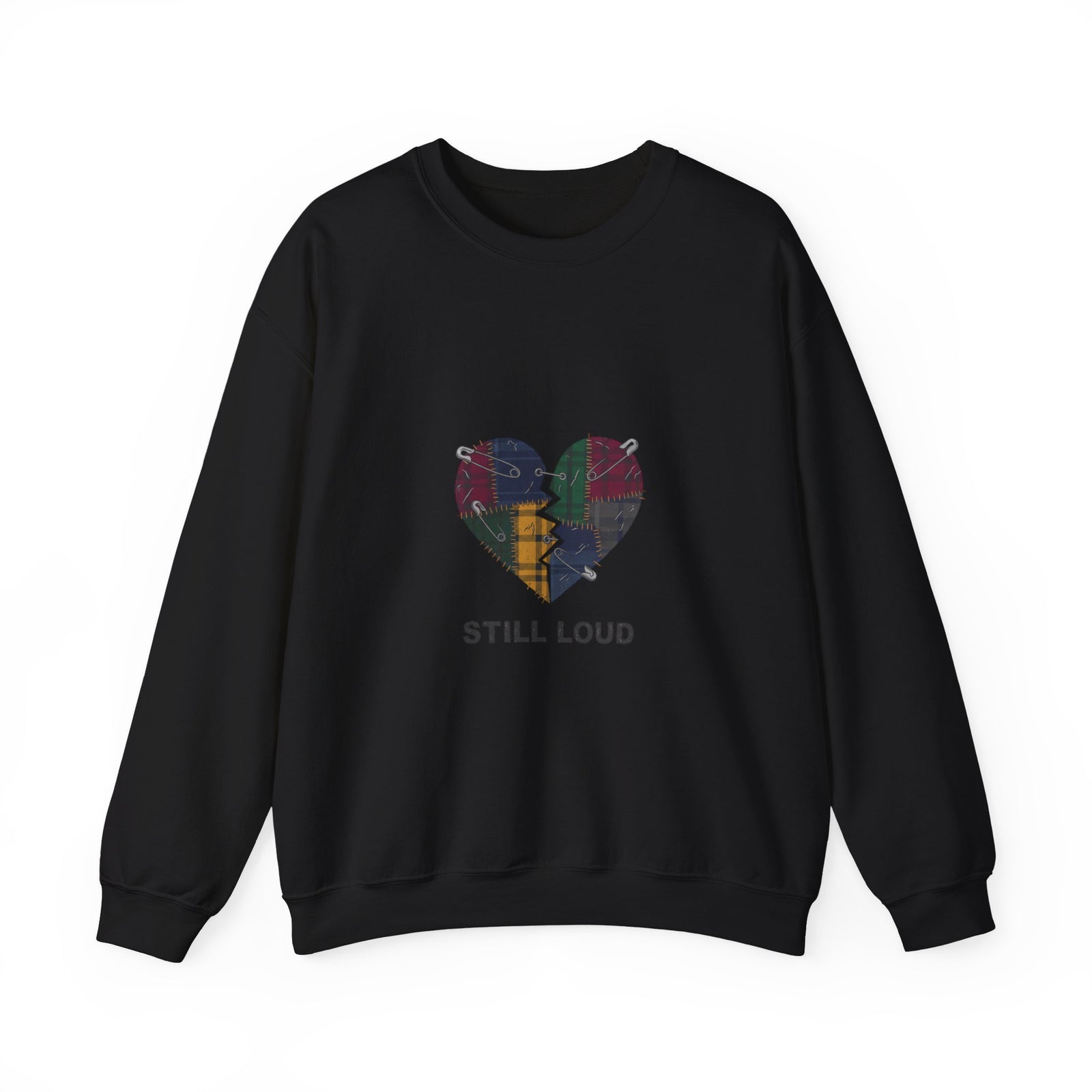 Plaid Broken Heart Crewneck Sweatshirt | Grunge Revival, 90s Flannel Aesthetic