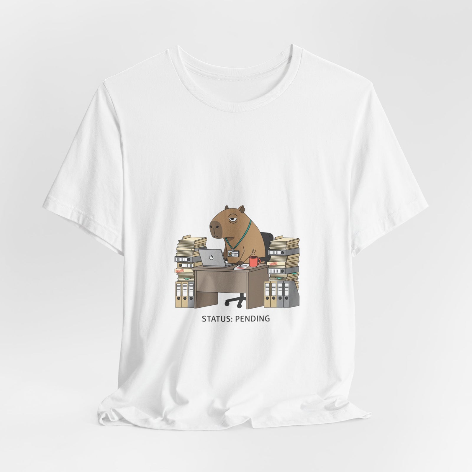 Status Pending Bear Desk Tee | Unhinged Animal Bureaucracy, office animal illustration