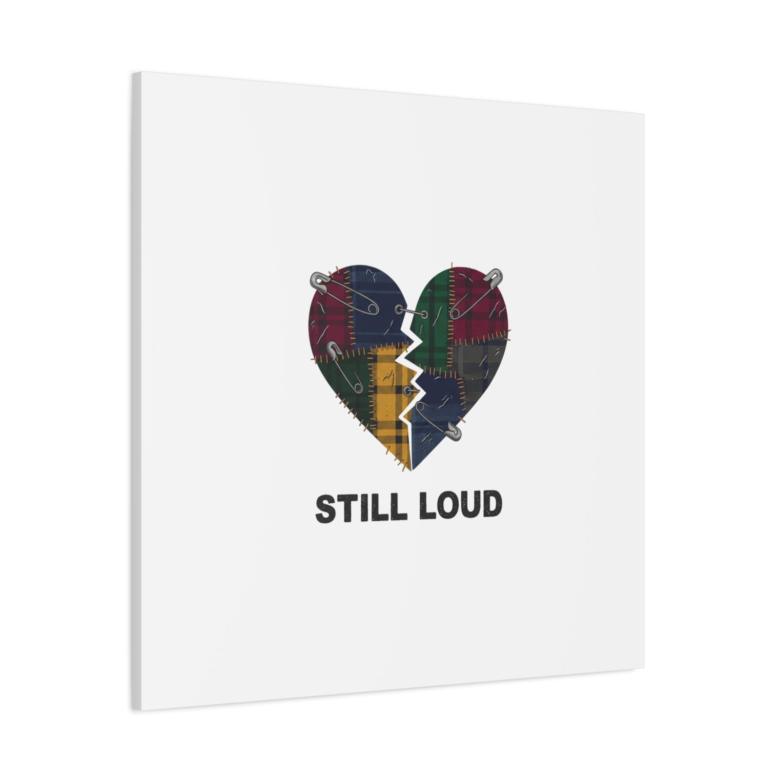 Plaid Patchwork Heart Canvas | Grunge Revival 90s Punk Wall Art