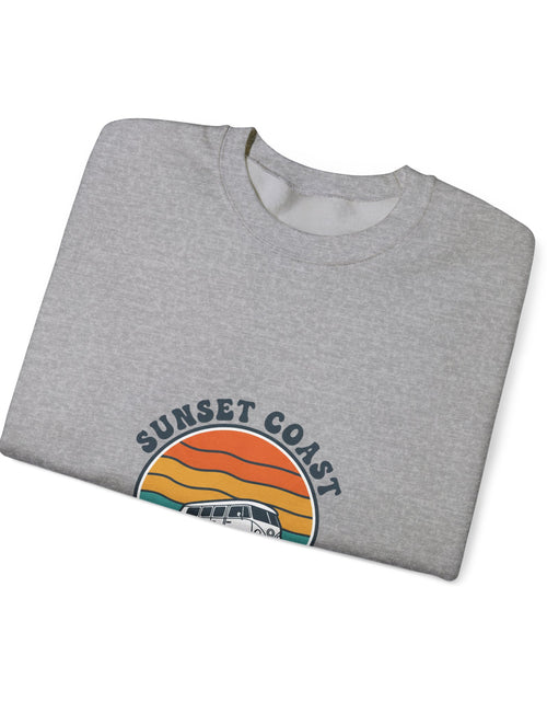 Load image into Gallery viewer, Sunset Coast VW Van Crewneck Sweatshirt | 70s Sunset Retro Surf Graphic
