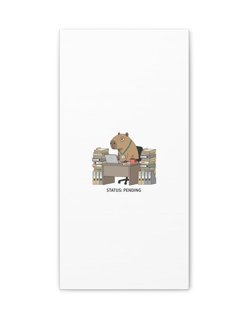 Load image into Gallery viewer, Status: Pending office capybara illustration Canvas | Unhinged Animal Bureaucracy, adulting animal art
