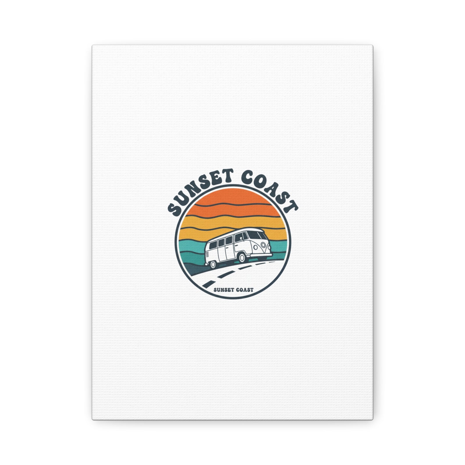 Sunset Coast Retro VW Bus Matte Canvas, 1970s Sunset Palm Poster | Vintage Surf Roadtrip