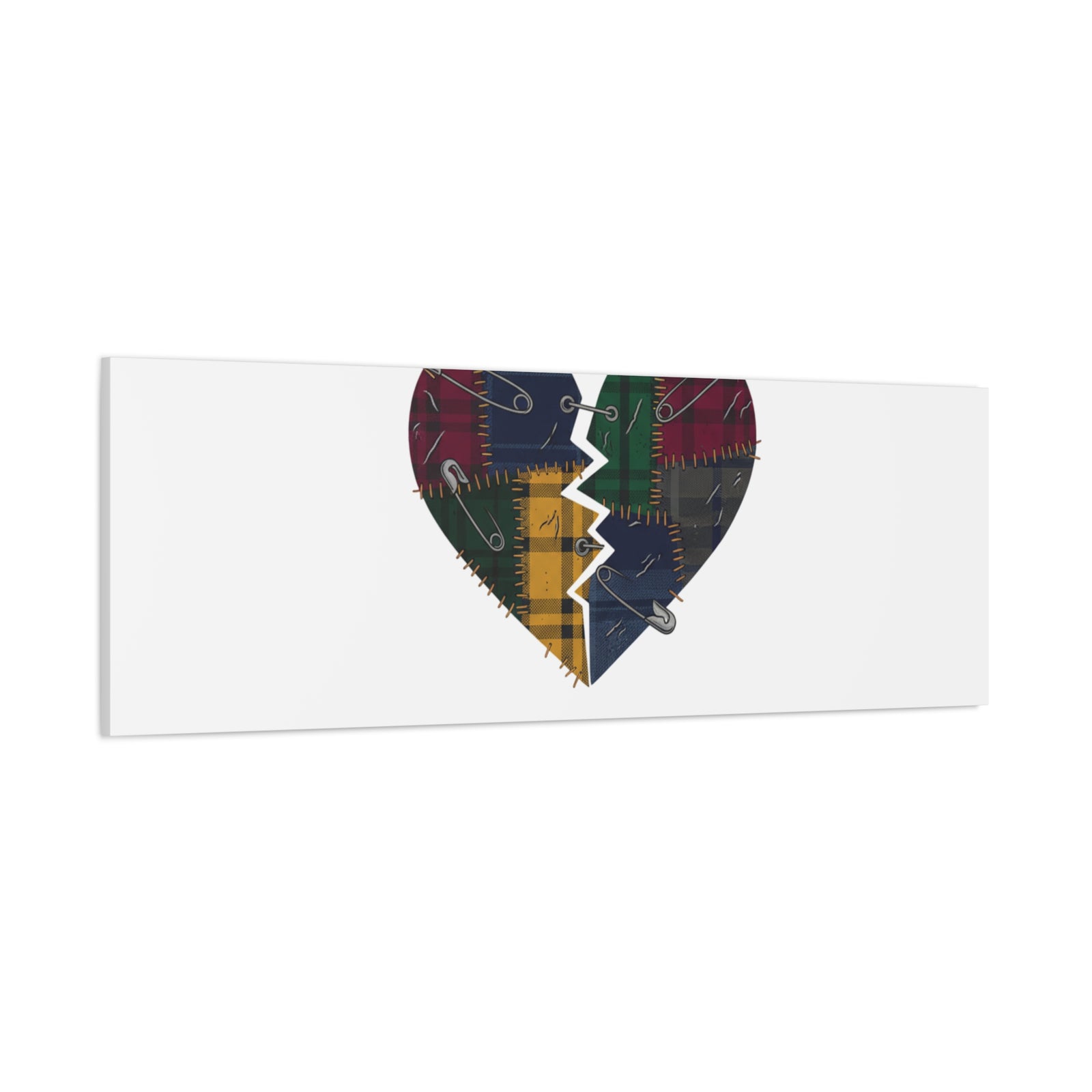 Plaid Patchwork Heart Canvas | Grunge Revival 90s Punk Wall Art