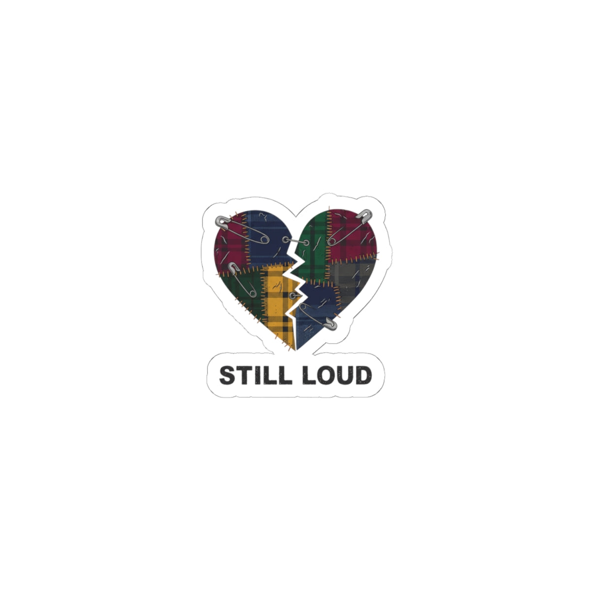 Still Loud Broken Heart Sticker | grunge plaid, 90s rock revival