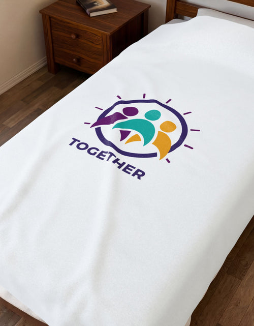 Load image into Gallery viewer, Solidarity Together emblem Velveteen Blanket | equality icon, minimal feminist design
