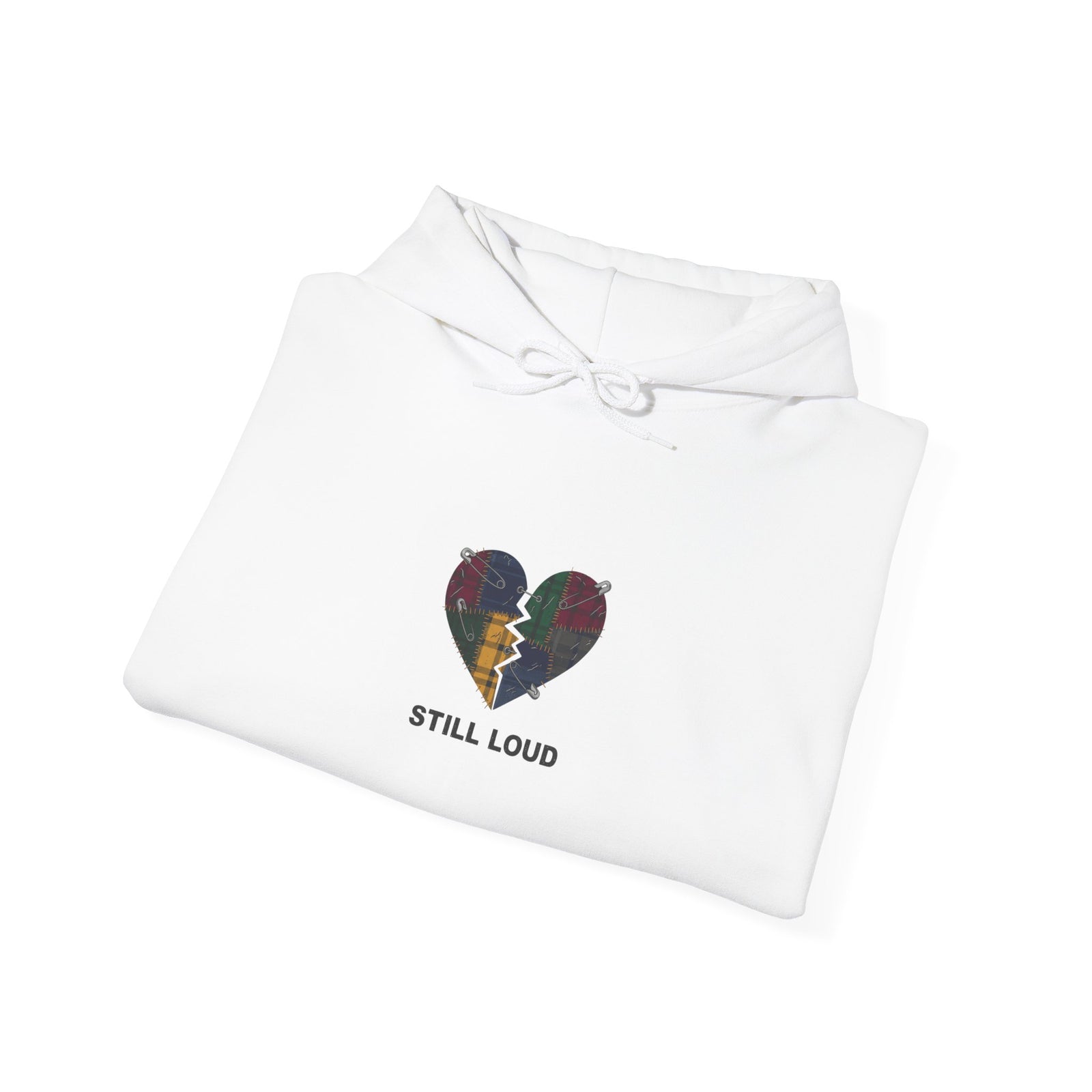 Still Loud Broken Heart Hoodie | grunge revival, plaid patchwork
