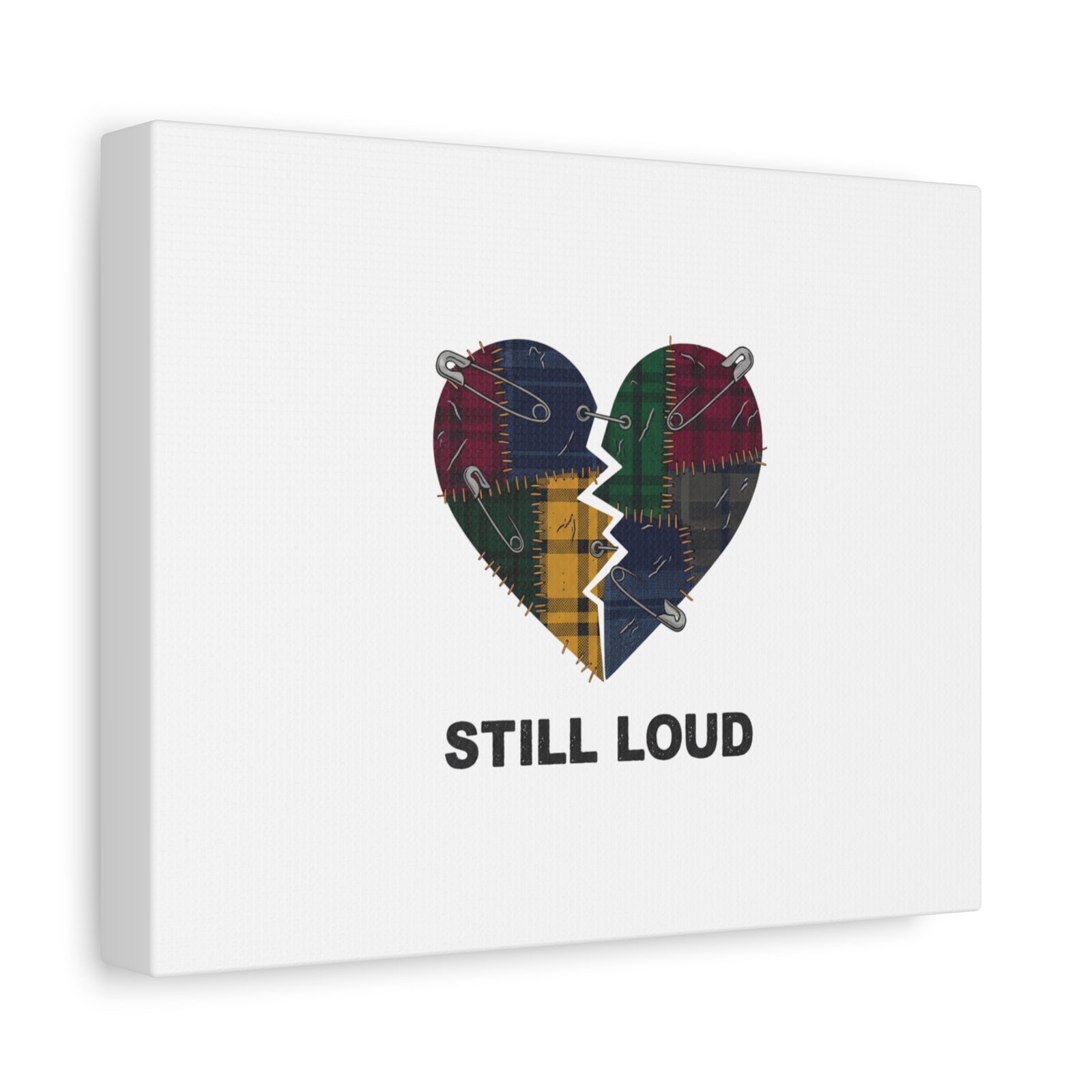Plaid Patchwork Heart Canvas | Grunge Revival 90s Punk Wall Art