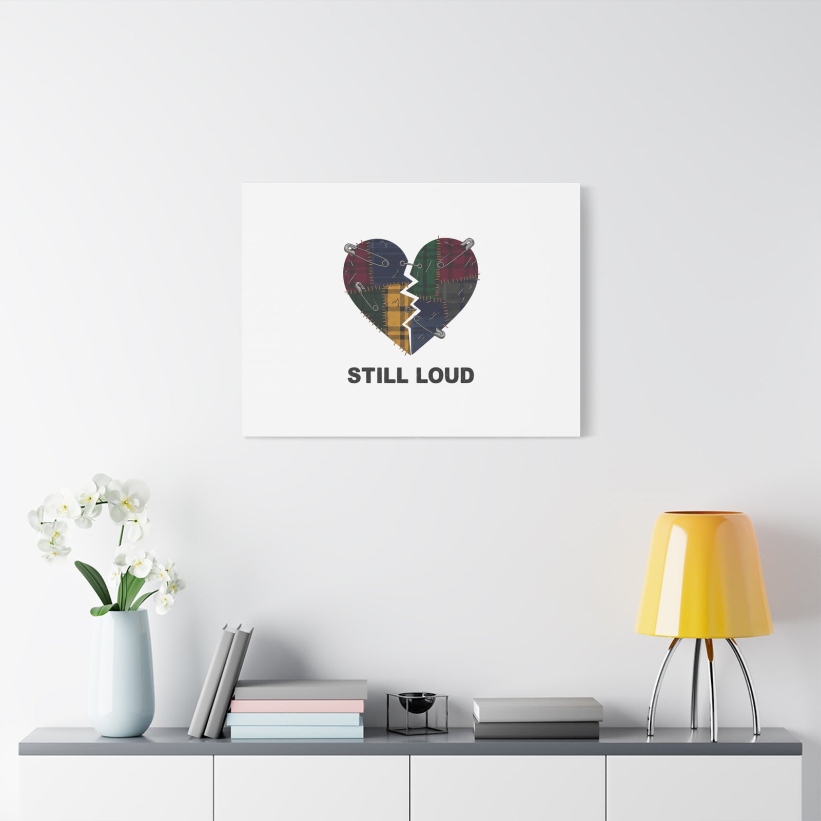 Plaid Patchwork Heart Canvas | Grunge Revival 90s Punk Wall Art