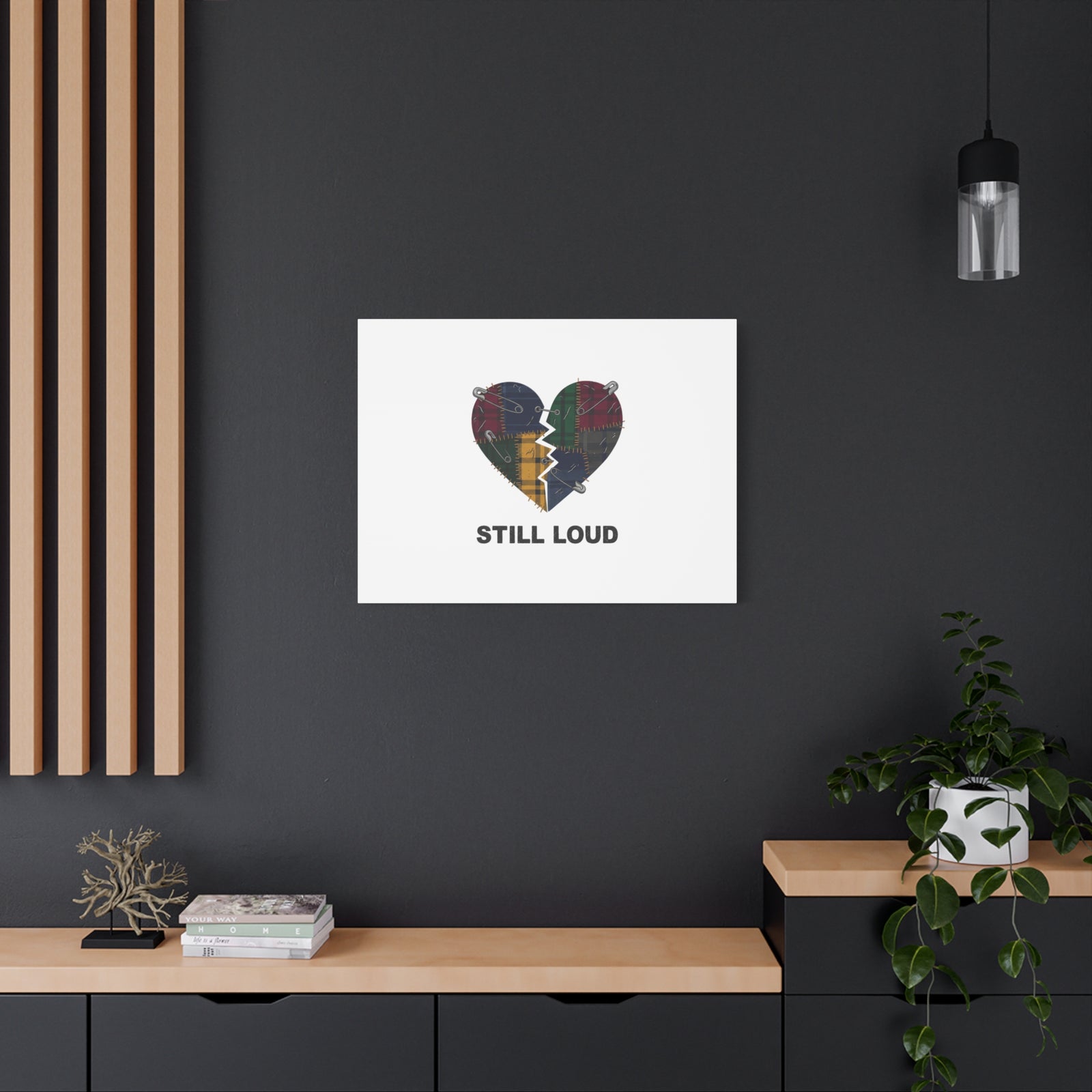 Plaid Patchwork Heart Canvas | Grunge Revival 90s Punk Wall Art