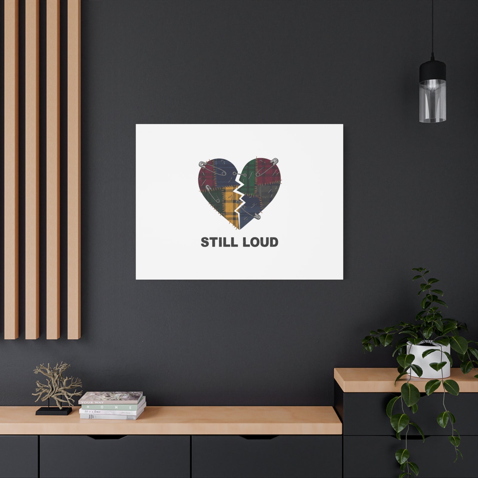 Plaid Patchwork Heart Canvas | Grunge Revival 90s Punk Wall Art