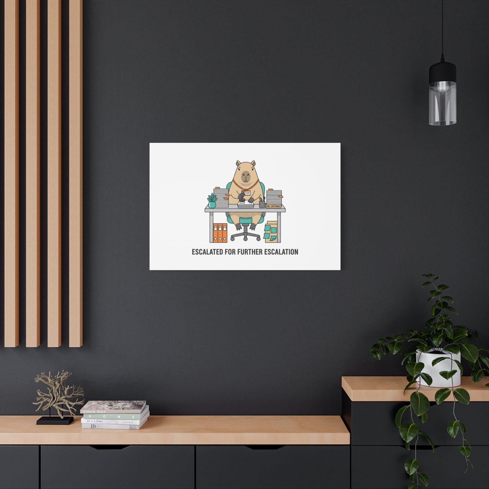 Escalated for Further Escalation Canvas | Unhinged Animal Bureaucracy, Office Animal Illustration