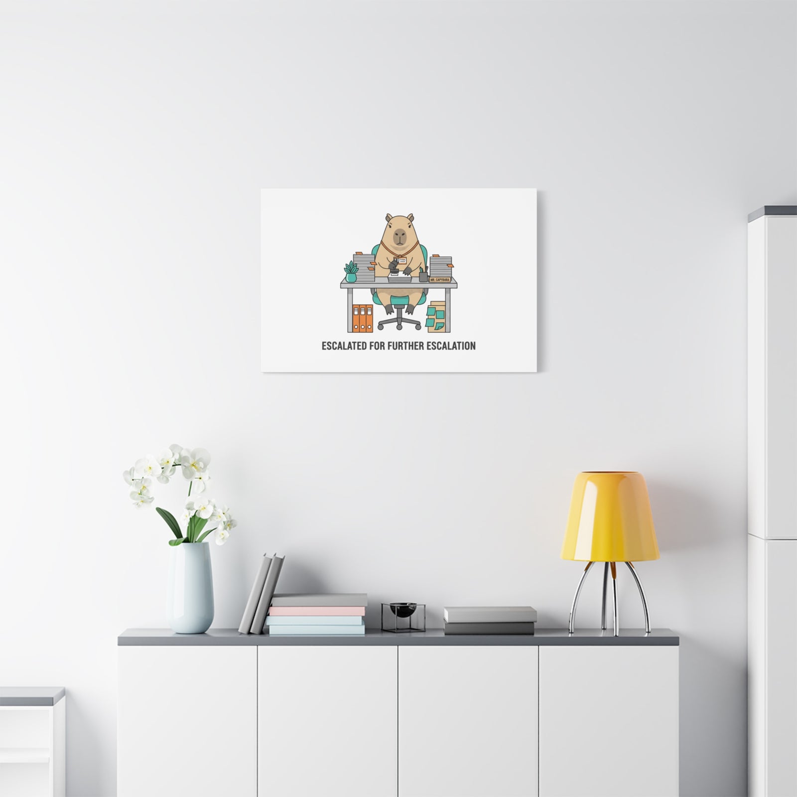 Escalated for Further Escalation Canvas | Unhinged Animal Bureaucracy, Office Animal Illustration
