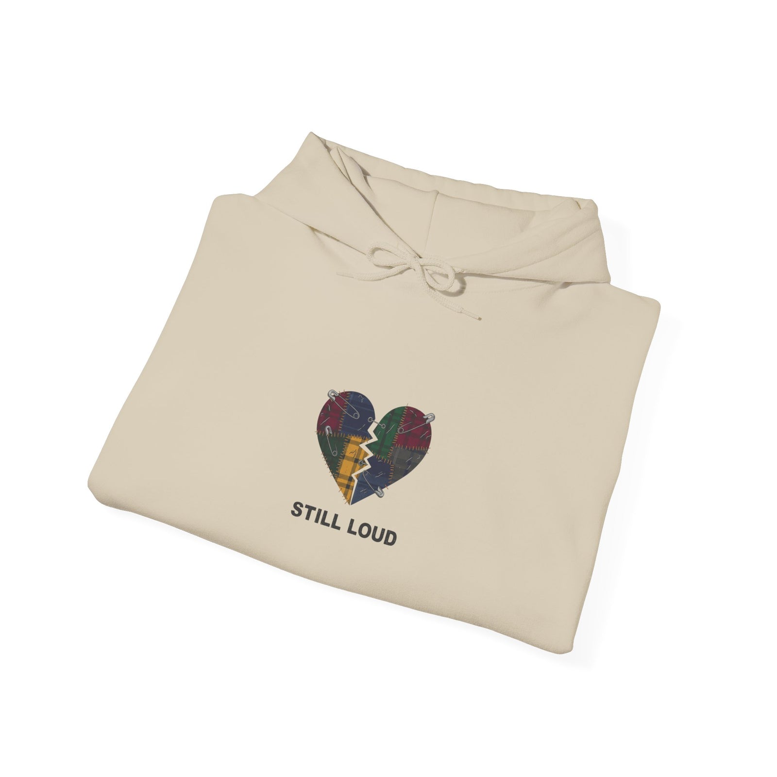 Still Loud Broken Heart Hoodie | grunge revival, plaid patchwork