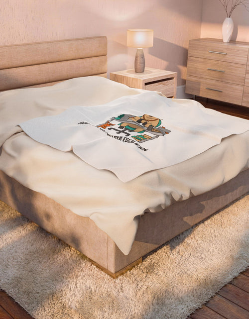 Load image into Gallery viewer, Escalated for Further Escalation Velveteen Blanket | Unhinged Animal Bureaucracy, Office Bear Illustration
