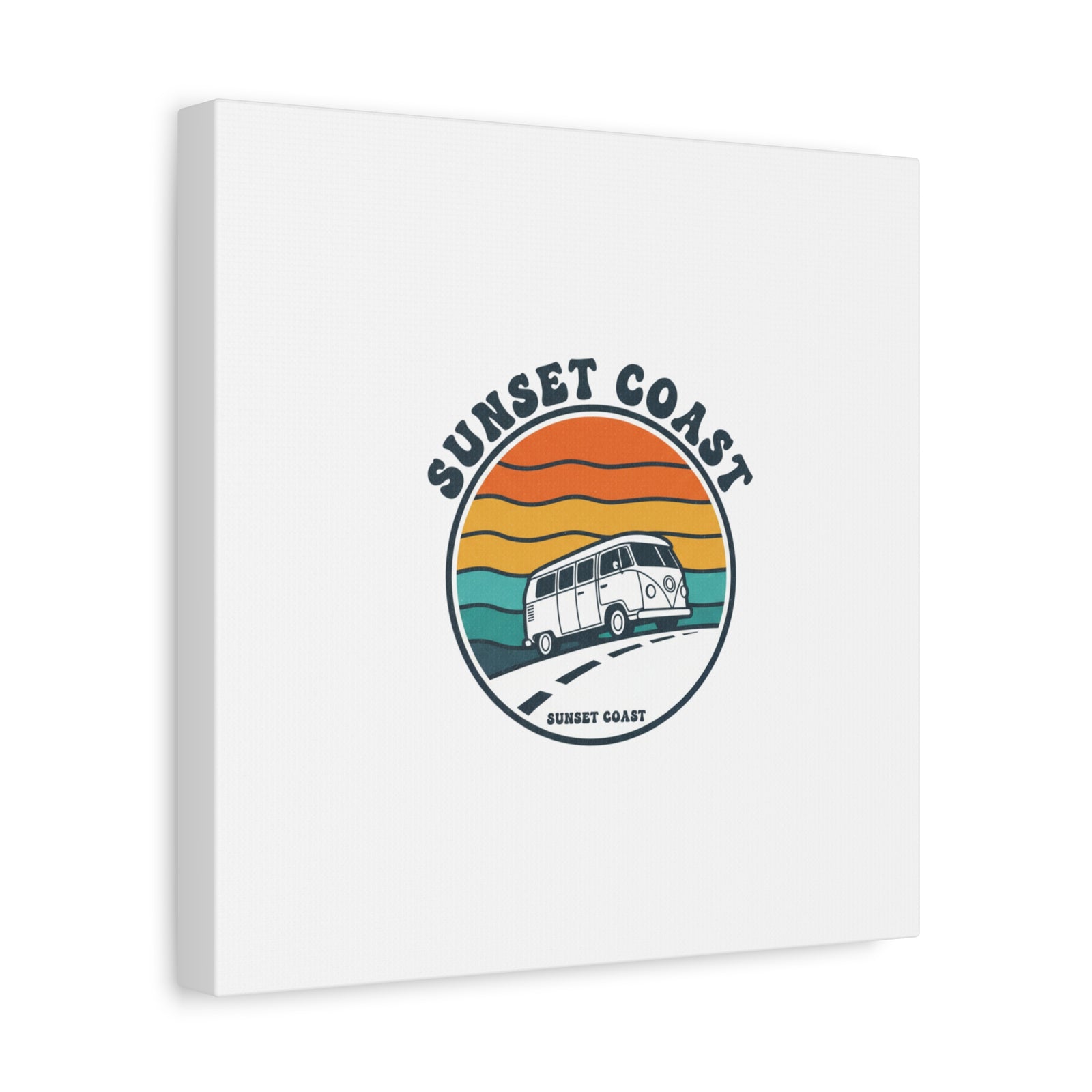 Sunset Coast Retro VW Bus Matte Canvas, 1970s Sunset Palm Poster | Vintage Surf Roadtrip