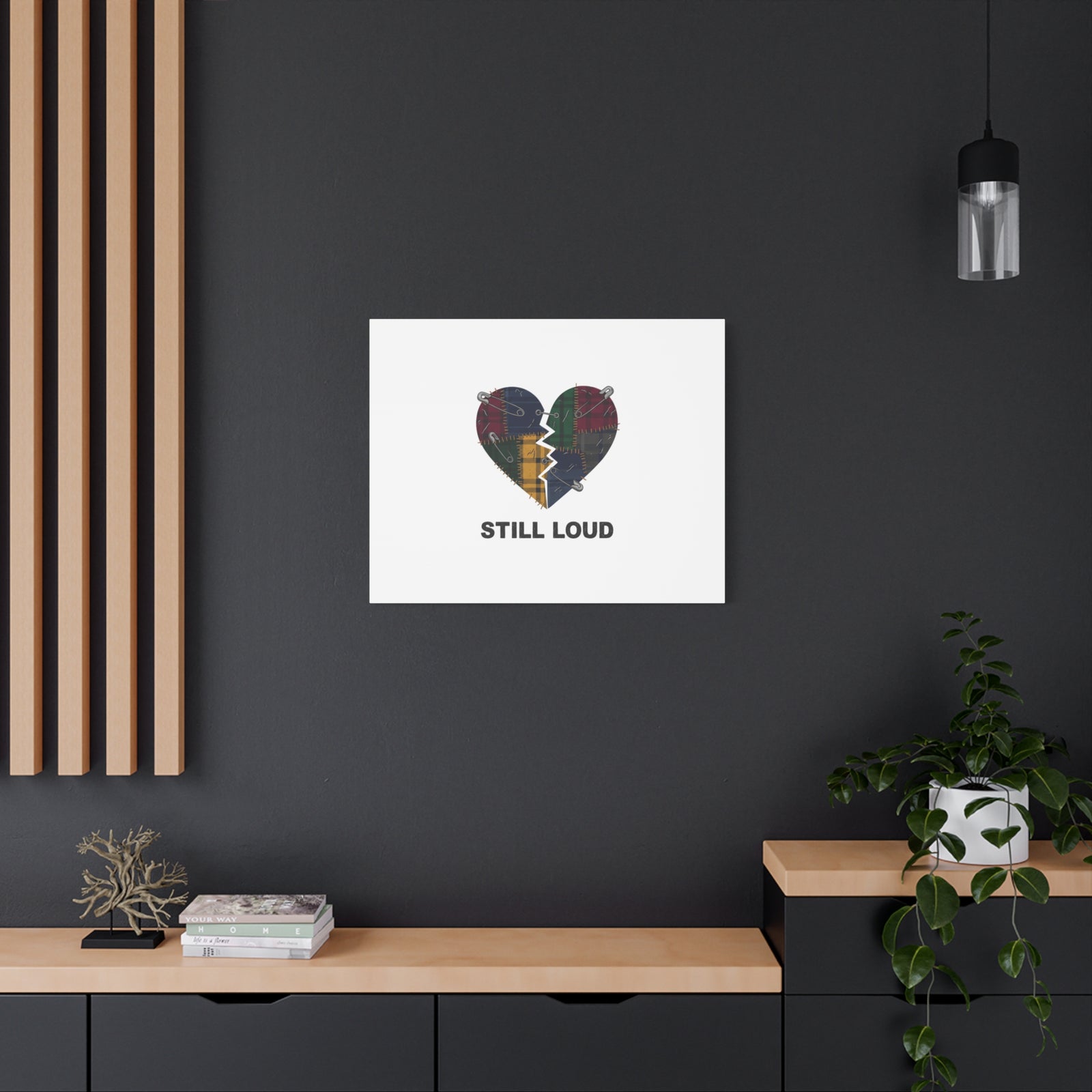 Plaid Patchwork Heart Canvas | Grunge Revival 90s Punk Wall Art