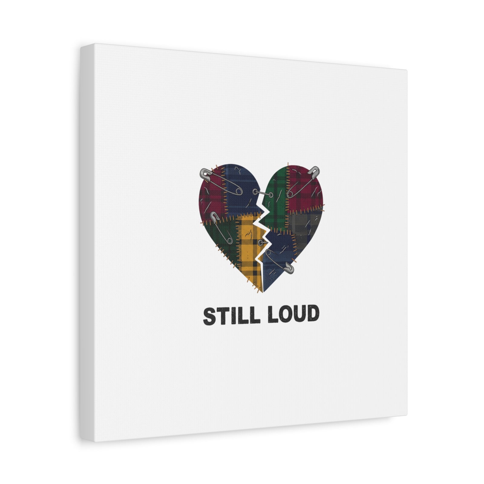 Plaid Patchwork Heart Canvas | Grunge Revival 90s Punk Wall Art