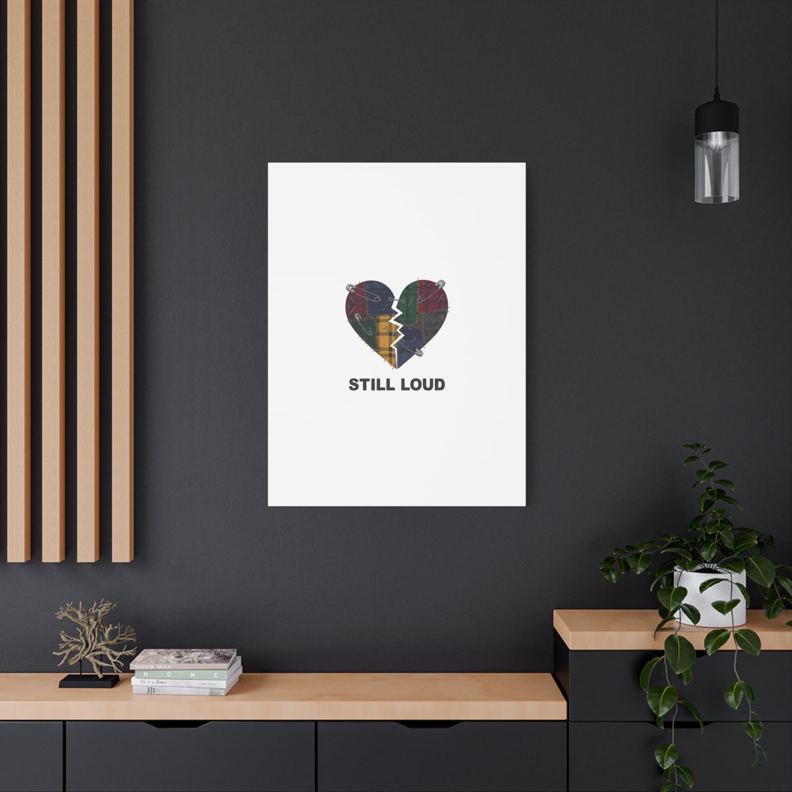Plaid Patchwork Heart Canvas | Grunge Revival 90s Punk Wall Art