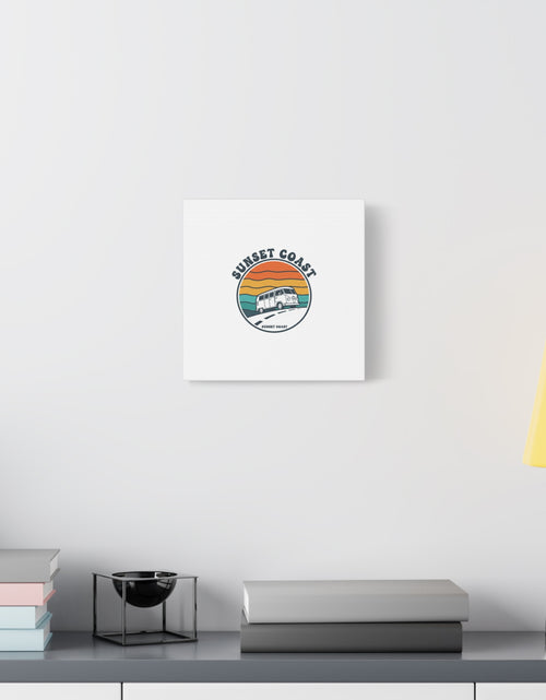 Load image into Gallery viewer, Sunset Coast Retro VW Bus Matte Canvas, 1970s Sunset Palm Poster | Vintage Surf Roadtrip
