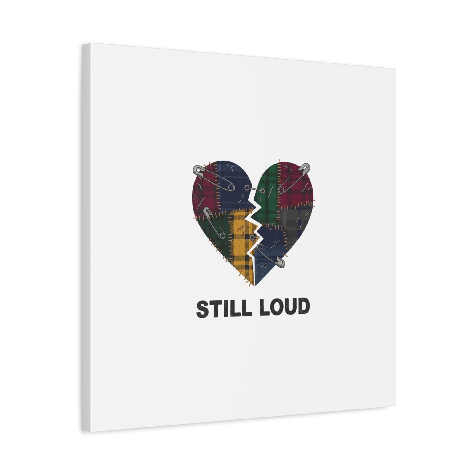 Plaid Patchwork Heart Canvas | Grunge Revival 90s Punk Wall Art