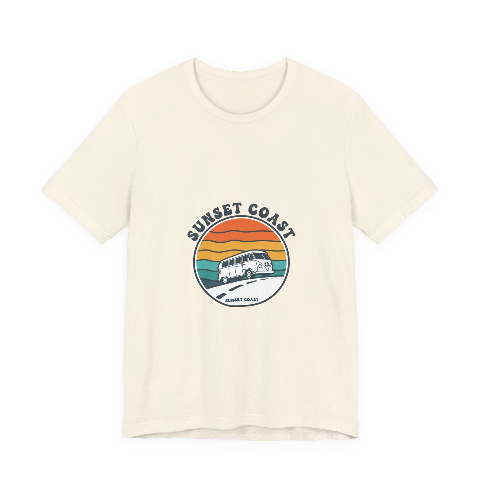 Sunset Coast Retro Surf Graphic Tee | 70s Sunset Shirt, Vintage Palm Postcard