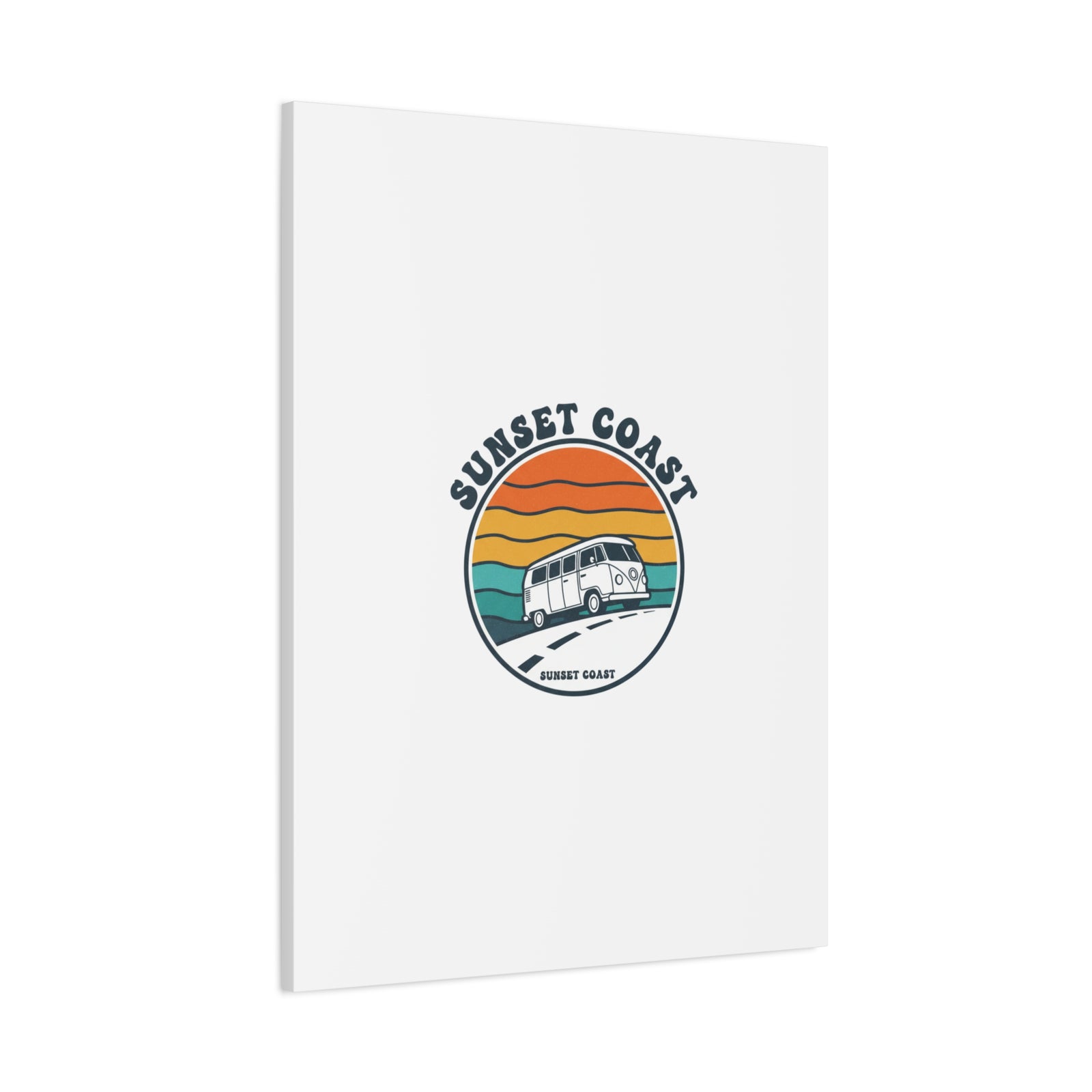 Sunset Coast Retro VW Bus Matte Canvas, 1970s Sunset Palm Poster | Vintage Surf Roadtrip
