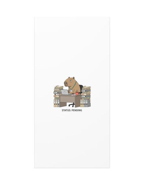 Load image into Gallery viewer, Status: Pending office capybara illustration Canvas | Unhinged Animal Bureaucracy, adulting animal art
