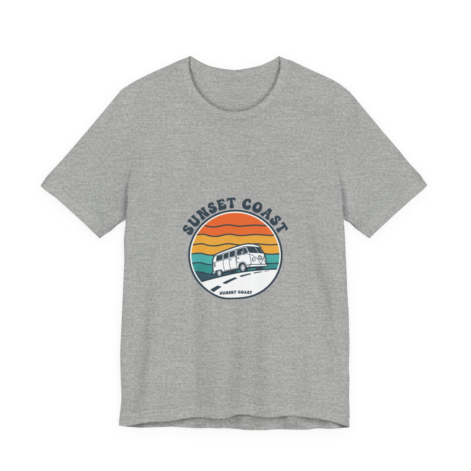 Sunset Coast Retro Surf Graphic Tee | 70s Sunset Shirt, Vintage Palm Postcard