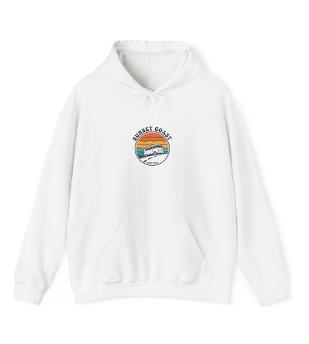 Sunset Coast Retro Surf Hoodie | 70s Sunset, Vintage Palm Graphic