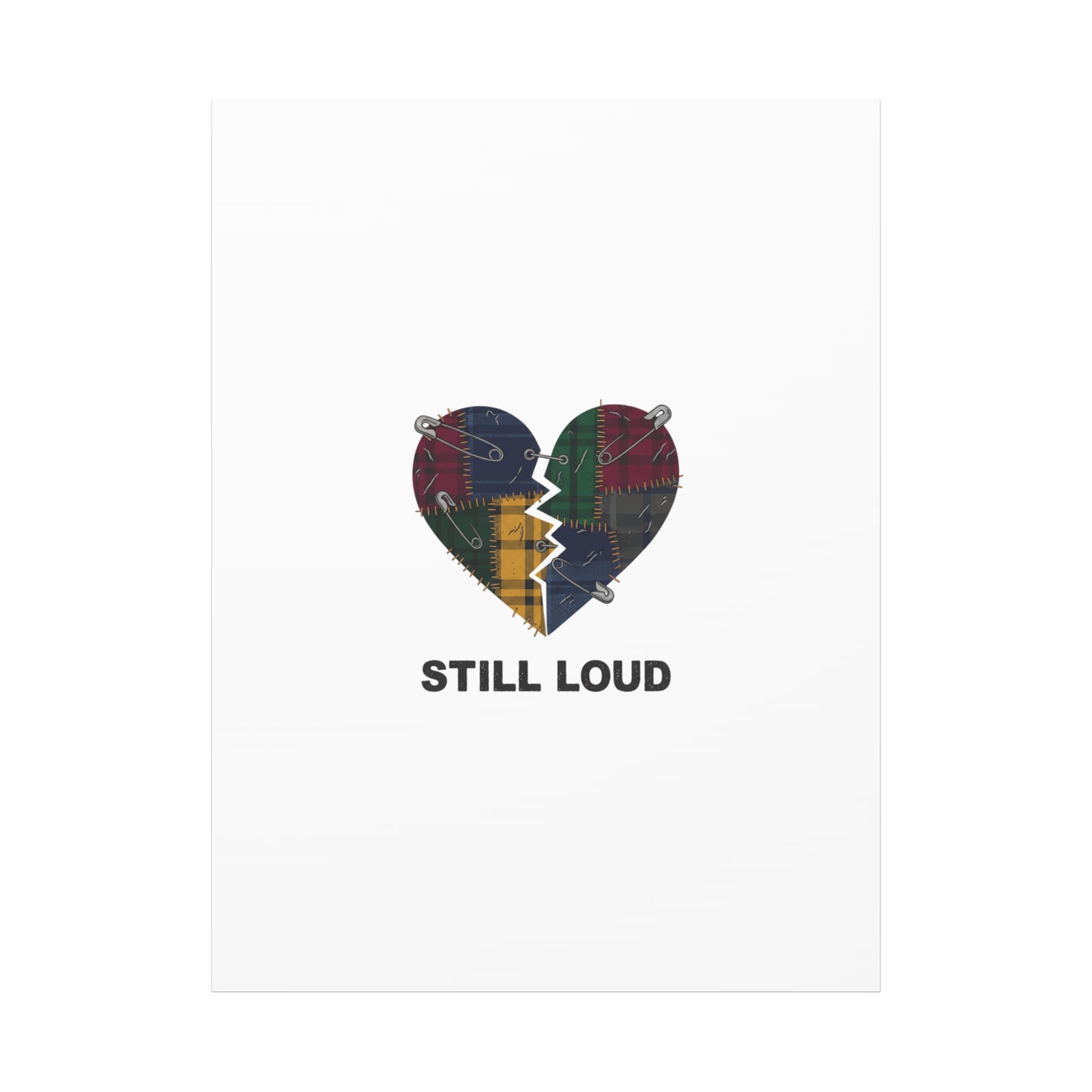 Plaid Patchwork Heart Canvas | Grunge Revival 90s Punk Wall Art