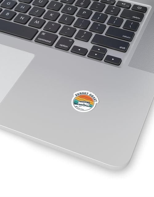 Load image into Gallery viewer, Sunset Coast Retro Van Sticker | 70s Sunset, Vintage Palm Graphic
