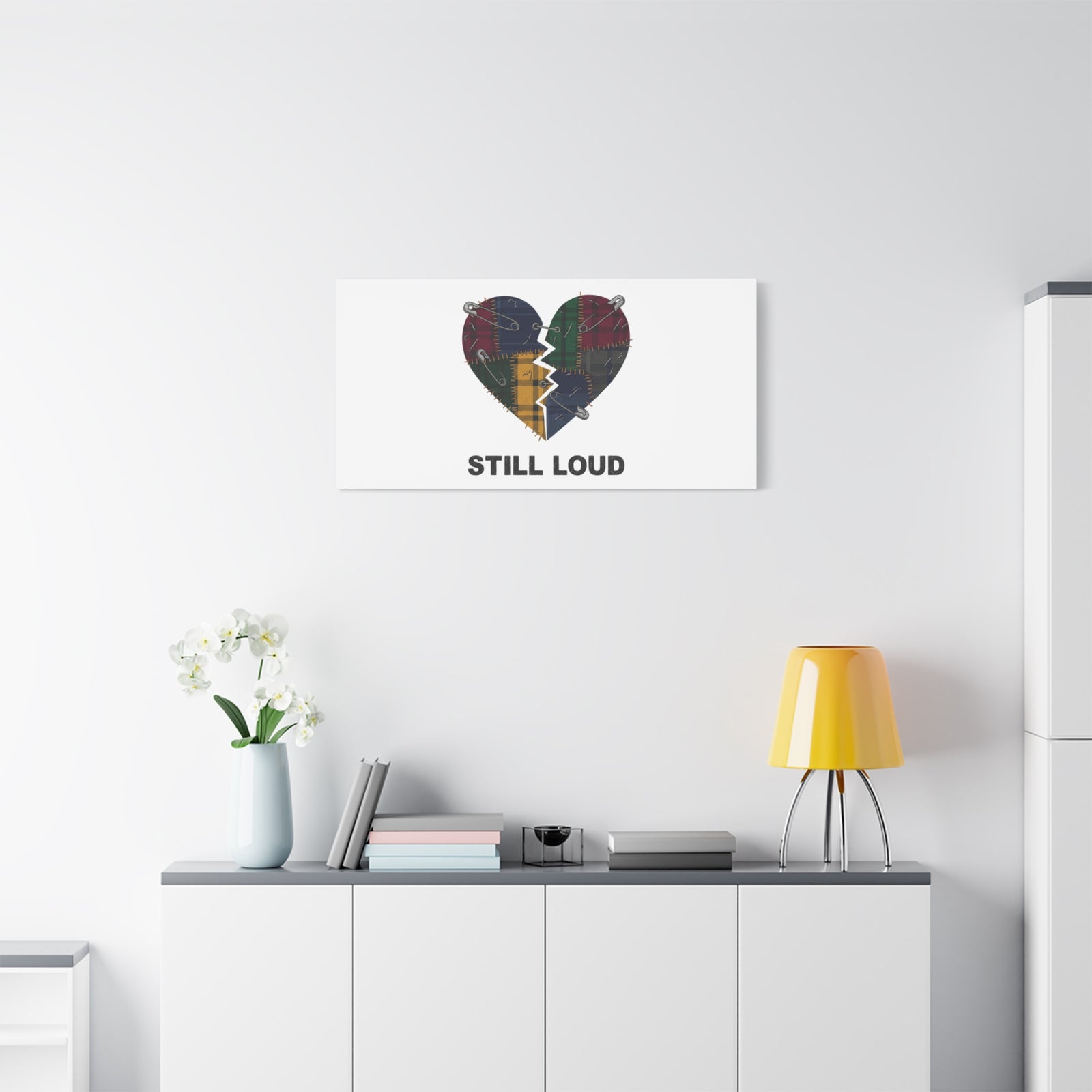 Plaid Patchwork Heart Canvas | Grunge Revival 90s Punk Wall Art