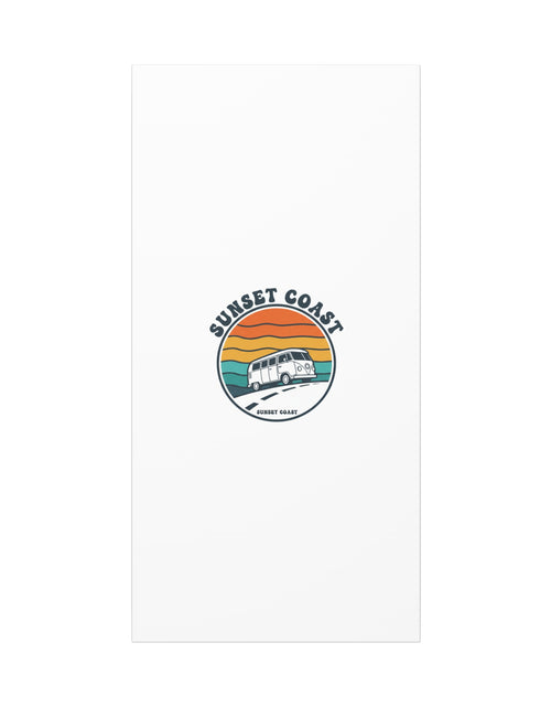 Load image into Gallery viewer, Sunset Coast Retro VW Bus Matte Canvas, 1970s Sunset Palm Poster | Vintage Surf Roadtrip

