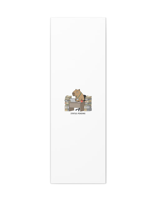 Load image into Gallery viewer, Status: Pending office capybara illustration Canvas | Unhinged Animal Bureaucracy, adulting animal art
