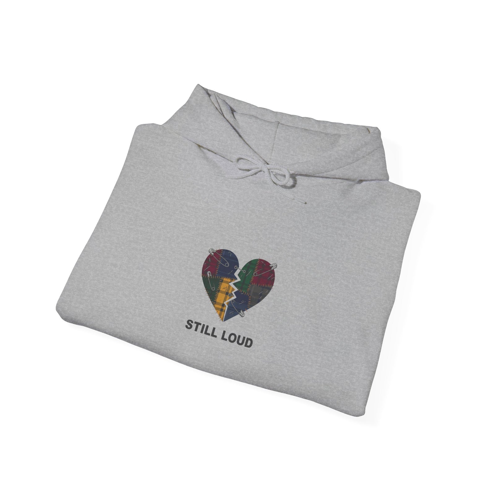 Still Loud Broken Heart Hoodie | grunge revival, plaid patchwork