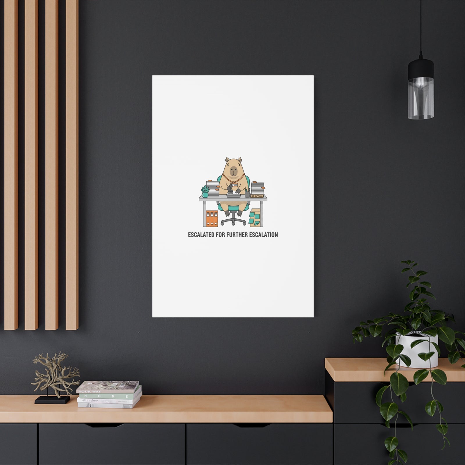 Escalated for Further Escalation Canvas | Unhinged Animal Bureaucracy, Office Animal Illustration