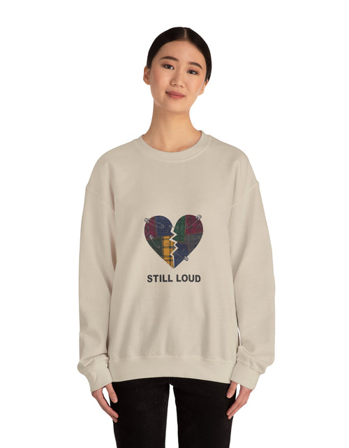 Load image into Gallery viewer, Plaid Broken Heart Crewneck Sweatshirt | Grunge Revival, 90s Flannel Aesthetic

