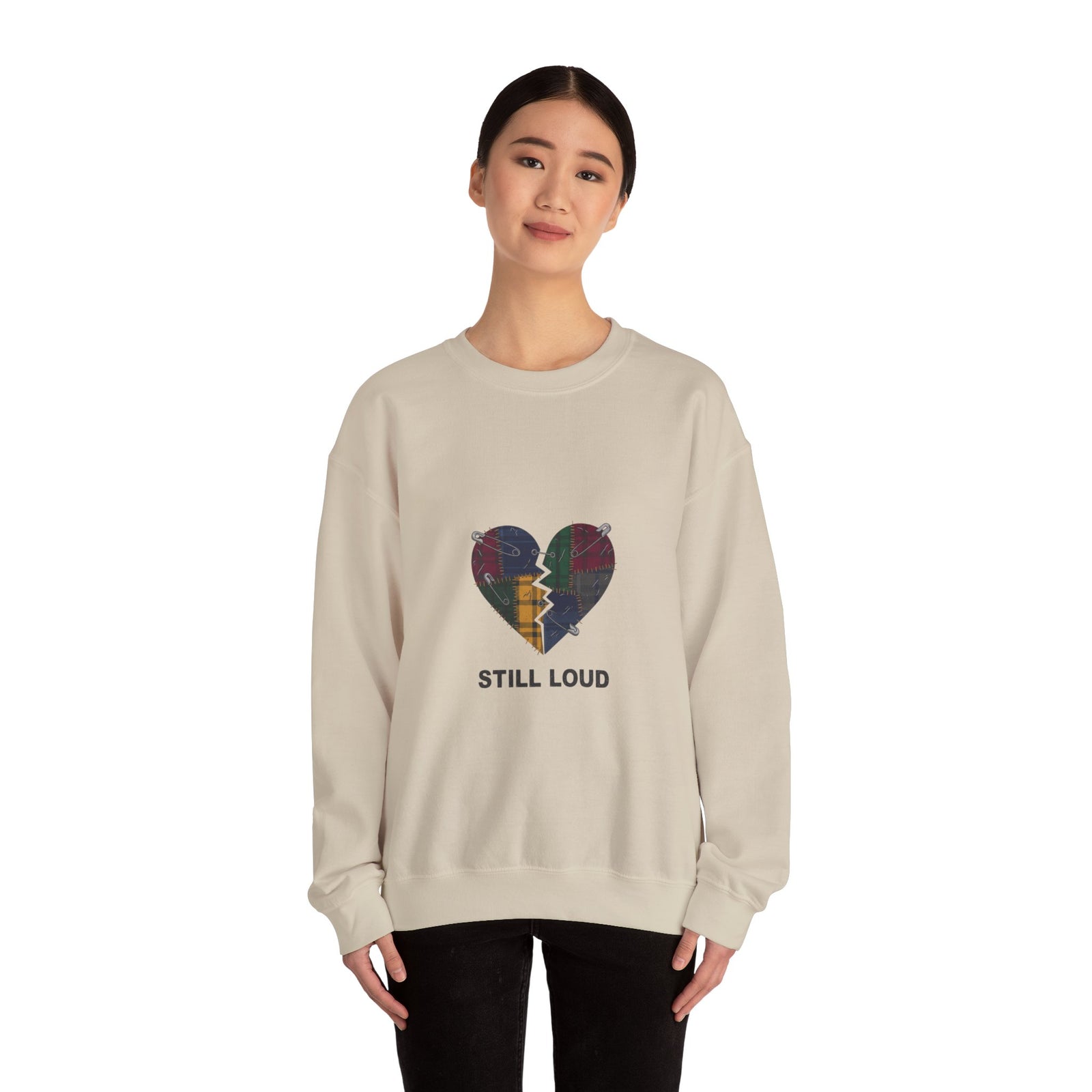Plaid Broken Heart Crewneck Sweatshirt | Grunge Revival, 90s Flannel Aesthetic