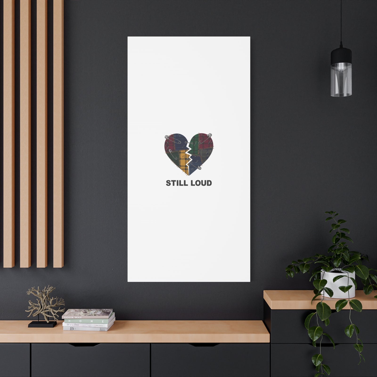Plaid Patchwork Heart Canvas | Grunge Revival 90s Punk Wall Art