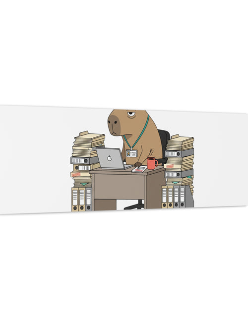 Load image into Gallery viewer, Status: Pending office capybara illustration Canvas | Unhinged Animal Bureaucracy, adulting animal art
