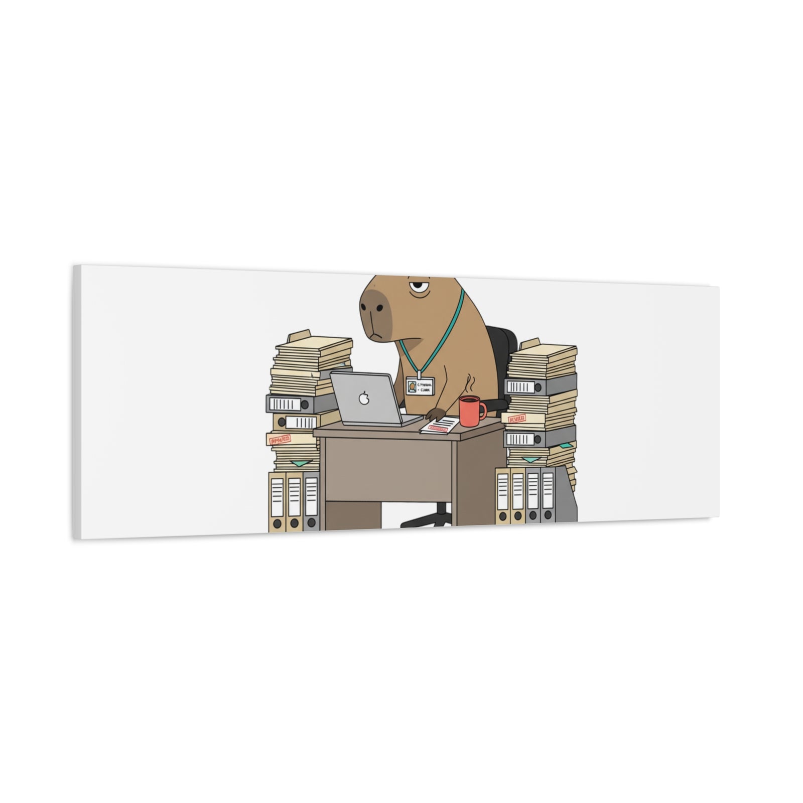 Status: Pending office capybara illustration Canvas | Unhinged Animal Bureaucracy, adulting animal art